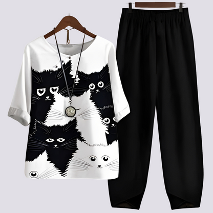 Damen Set – Zweiteiliges Outfit mit modernem Muster