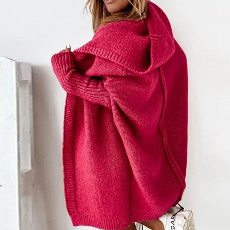 Strickjacke Damen | lange, warme Kapuzenjacke für modischen Komfort