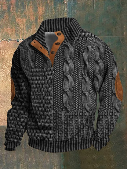 Jaesper | Herren Retro Cashmere Sweatshirt mit Stehkragen und Knöpfen