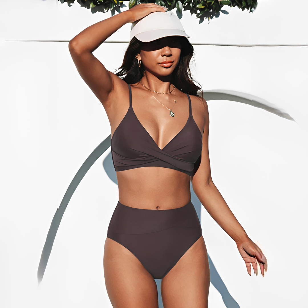 Damen Bikini-Set mit High-Waist-Unterteil – Modernes Zweiteiler-Bikini für Strand und Pool