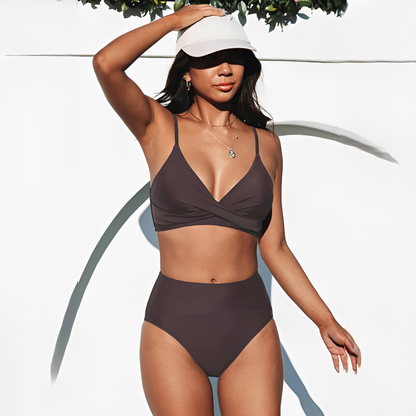 Damen Bikini-Set mit High-Waist-Unterteil – Modernes Zweiteiler-Bikini für Strand und Pool