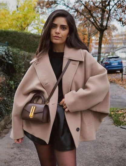 Damen Oversize Wolljacke mit weitem Ärmel | Eleganter Wintermantel für City-Looks