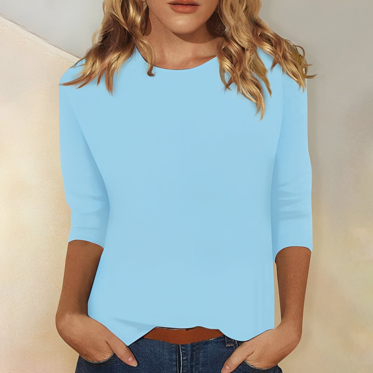 Damen Shirt mit 3/4-Ärmeln – Bequemes Baumwollshirt für Alltag und Freizeit