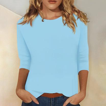 Damen Shirt mit 3/4-Ärmeln – Bequemes Baumwollshirt für Alltag und Freizeit