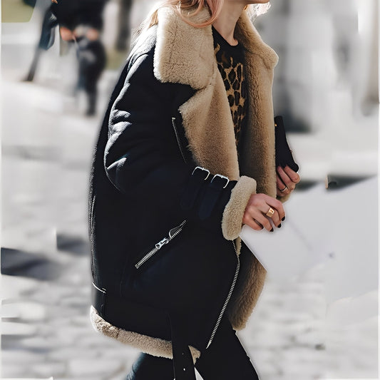 Damen Aviator-Jacke mit Shearling-Futter | Stylischer Winterlook & Kuschelige Wärme