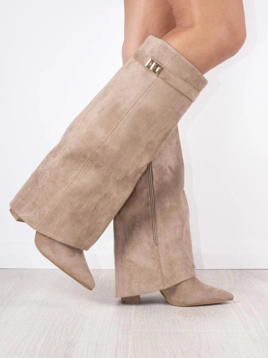 Kniehohe Damenstiefel mit weitem Schaft & Blockabsatz | elegante, bequeme Boots für jeden Anlass