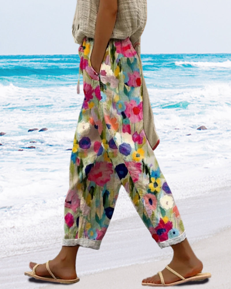Damen Sommerhose mit Blumenmuster – Locker, Stilvoll & Komfortabel