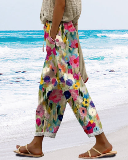 Damen Sommerhose mit Blumenmuster – Locker, Stilvoll & Komfortabel