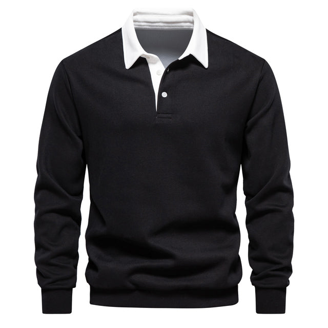 Gideon | Herren Langarm Polo Shirt | Klassischer Knopfkragen