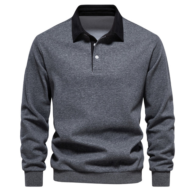 Gideon | Herren Langarm Polo Shirt | Klassischer Knopfkragen