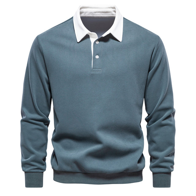 Gideon | Herren Langarm Polo Shirt | Klassischer Knopfkragen