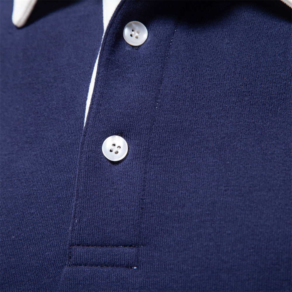 Gideon | Herren Langarm Polo Shirt | Klassischer Knopfkragen