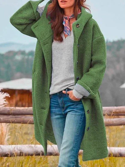 Langer Damen-Mantel mit Kapuze | Eleganz und Komfort für kühle Tage