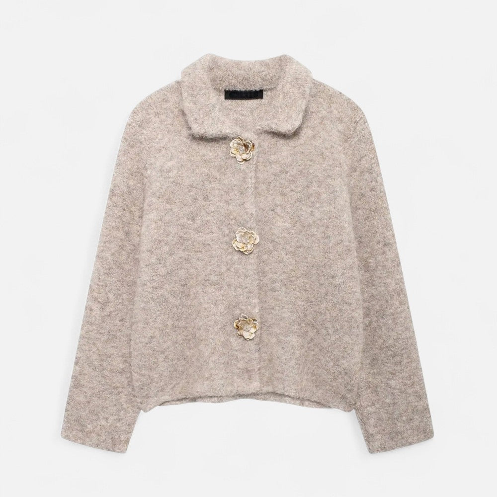 Damen Strickcardigan Blumenmuster | Weicher Cardigan für stilvolle Herbstlooks