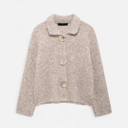 Damen Strickcardigan Blumenmuster | Weicher Cardigan für stilvolle Herbstlooks