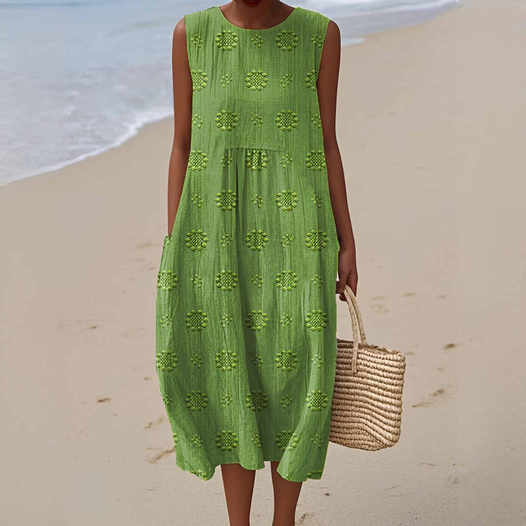 Damen Ärmelloses Sommerkleid mit Taschen – Leichtes Freizeitkleid für Alltag, Urlaub und warme Tage