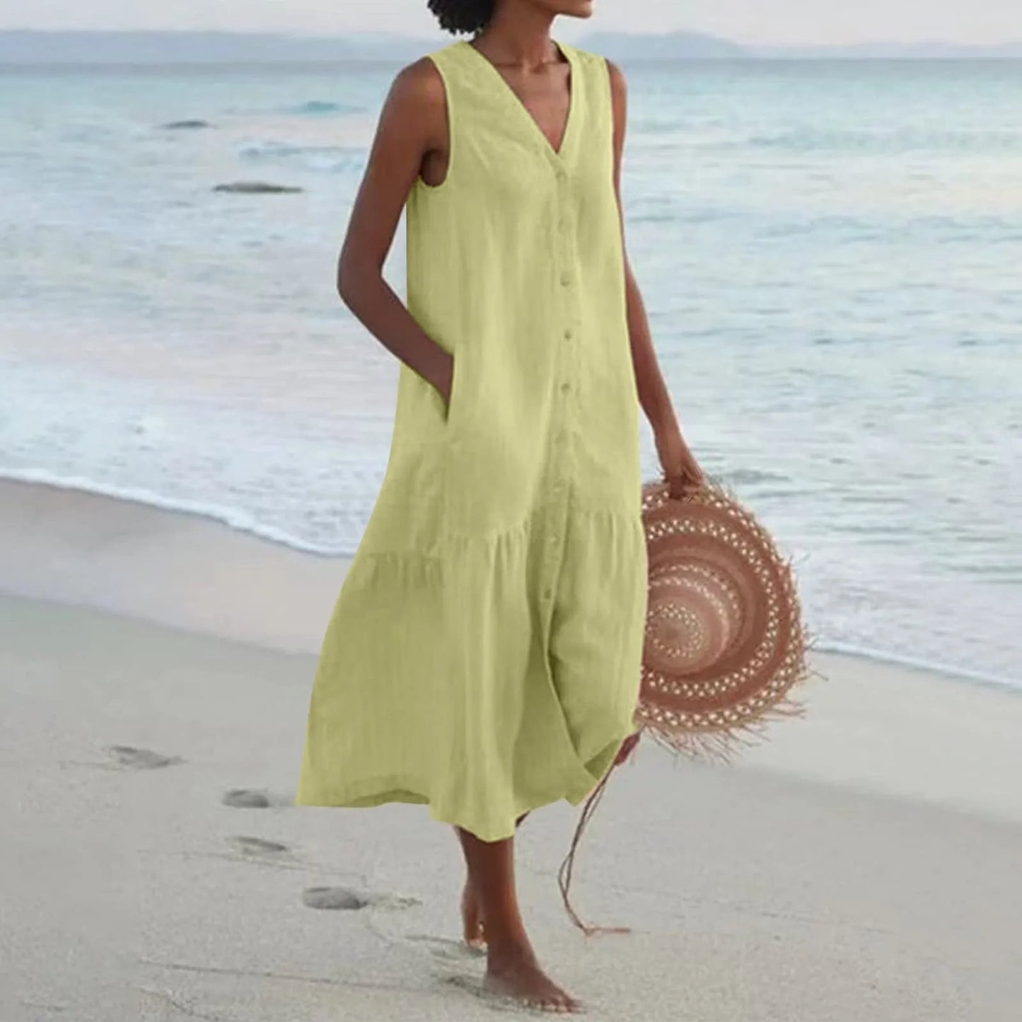 Damen V-Ausschnitt Kleid – Elegant, Feminin & Vielseitig