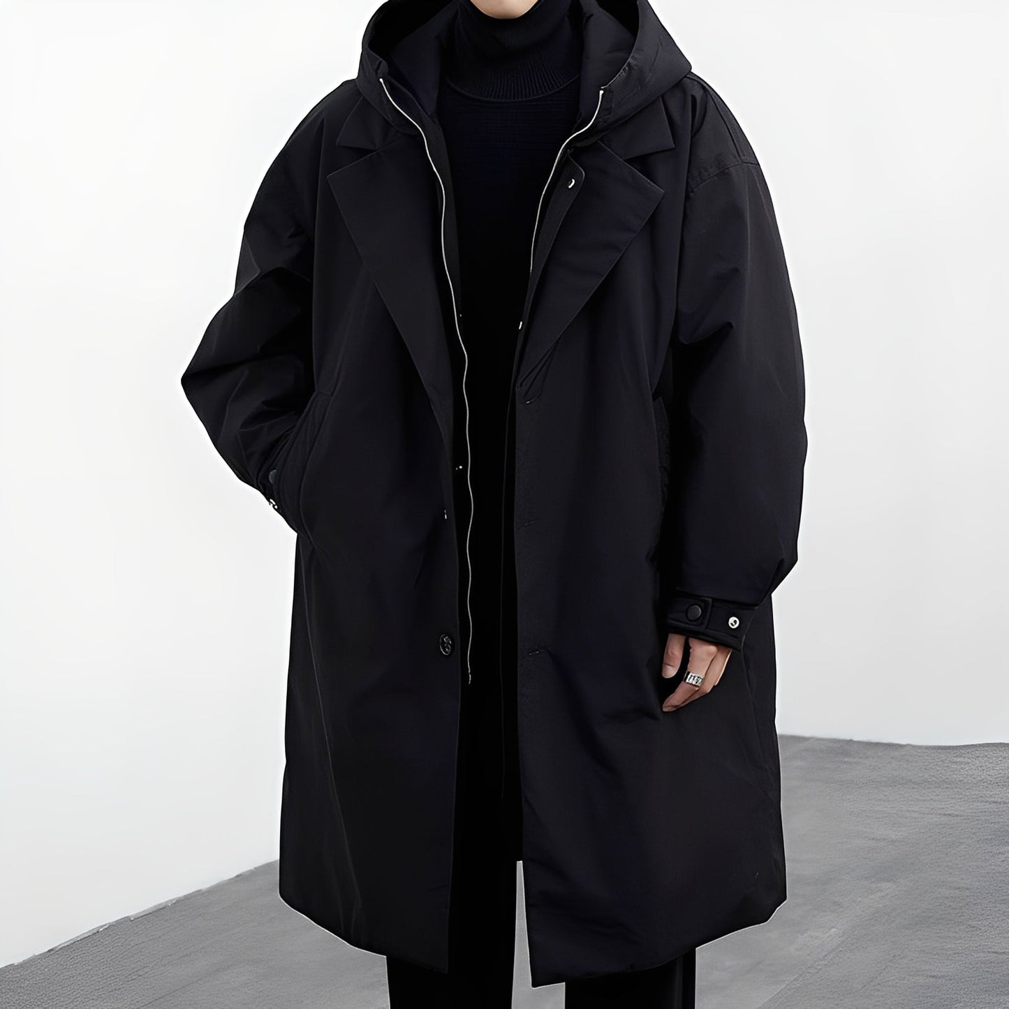 Vielseitiger Langer Herren Trenchcoat mit Kapuze – Stilvoll, Funktional & Urban