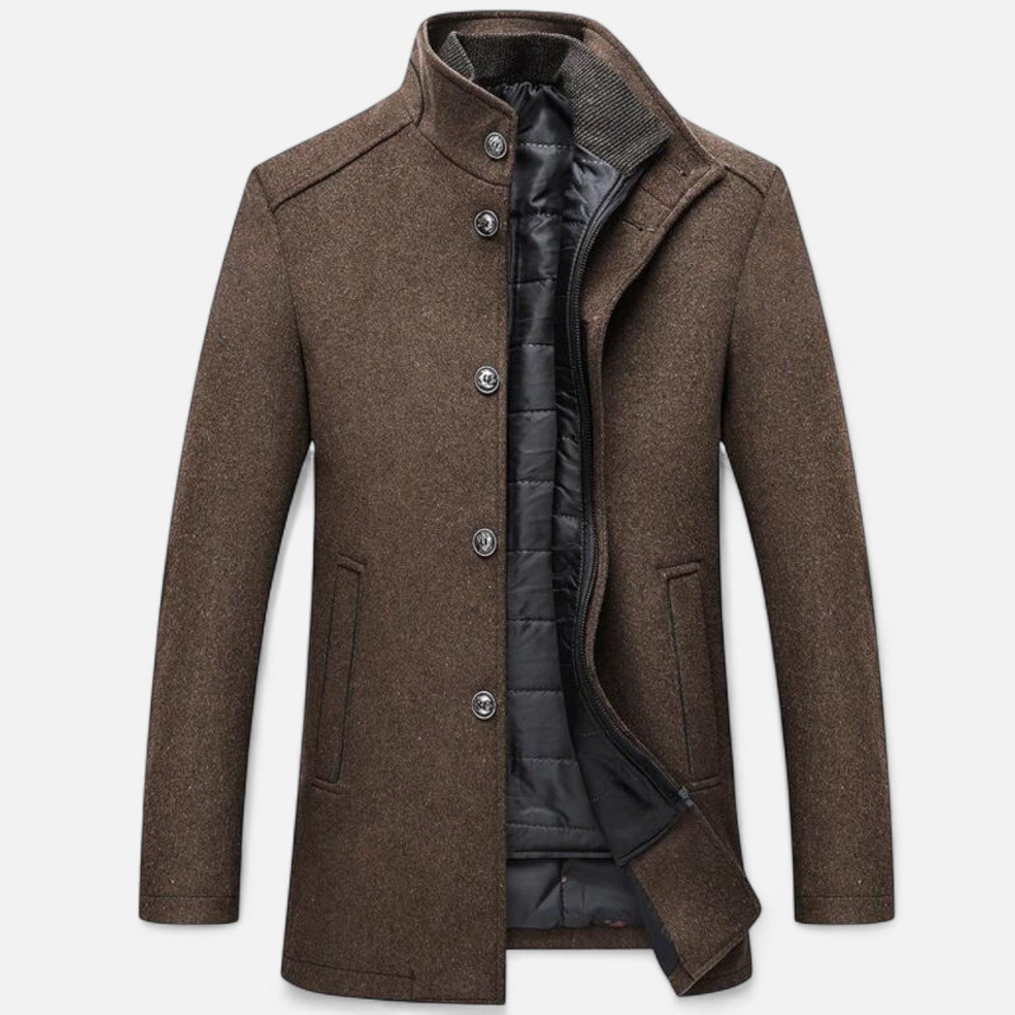Herren Wollmantel Lang | Eleganter Übermantel mit Westeinsatz
