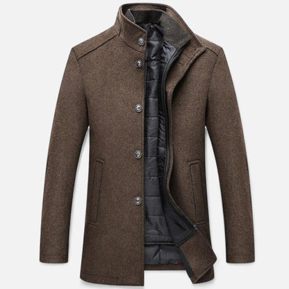 Herren Wollmantel Lang | Eleganter Übermantel mit Westeinsatz