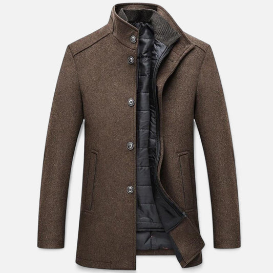 Herren Wollmantel Lang | Eleganter Übermantel mit Westeinsatz