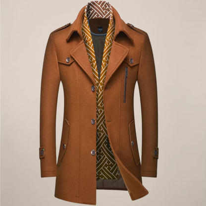Ryan | Herren Wintermantel mit Reverskragen | Langer Wollstil Mantel mit Knopfleiste für Elegante Outfits