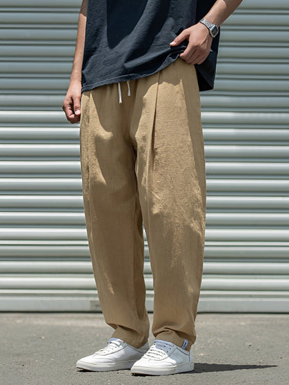 Herren Hose mit weitem, geradem Bein – Leichte Freizeithose für Alltag, Urlaub und entspannte Looks
