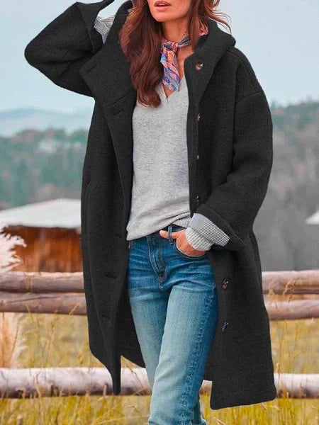 Langer Damen-Mantel mit Kapuze | Eleganz und Komfort für kühle Tage