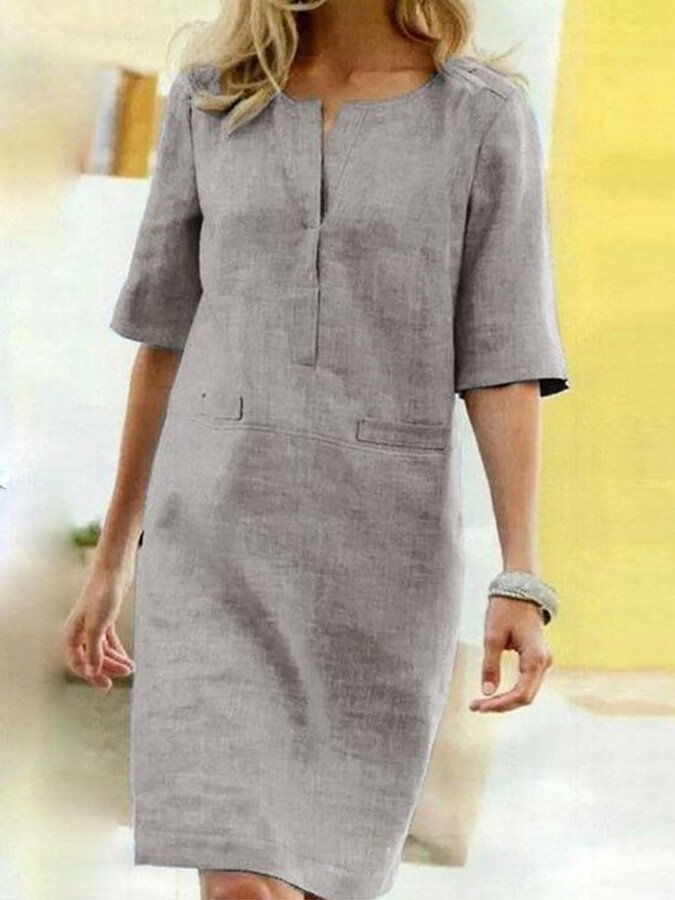 Damen Baumwoll-Leinen Kleid – Leicht, Elegant & Alltagstauglich
