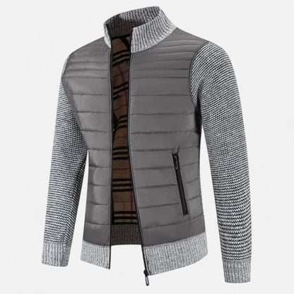 Herren Fleecejacke Patchwork | Stehkragen und Stilvolle Kontraste
