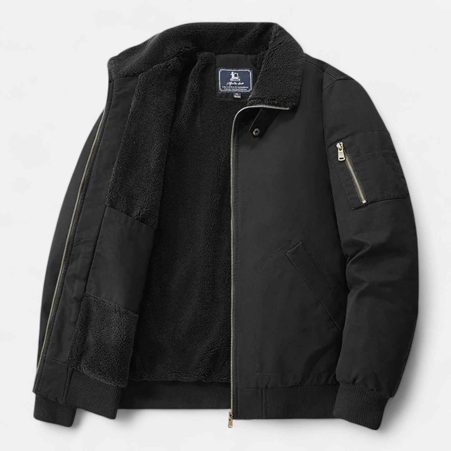 Wolfgang | Herren Casual Jacke mit Fleece-Futter – Stehkragen, Reißverschluss & Rippbündchen für Alltag & Freizeit