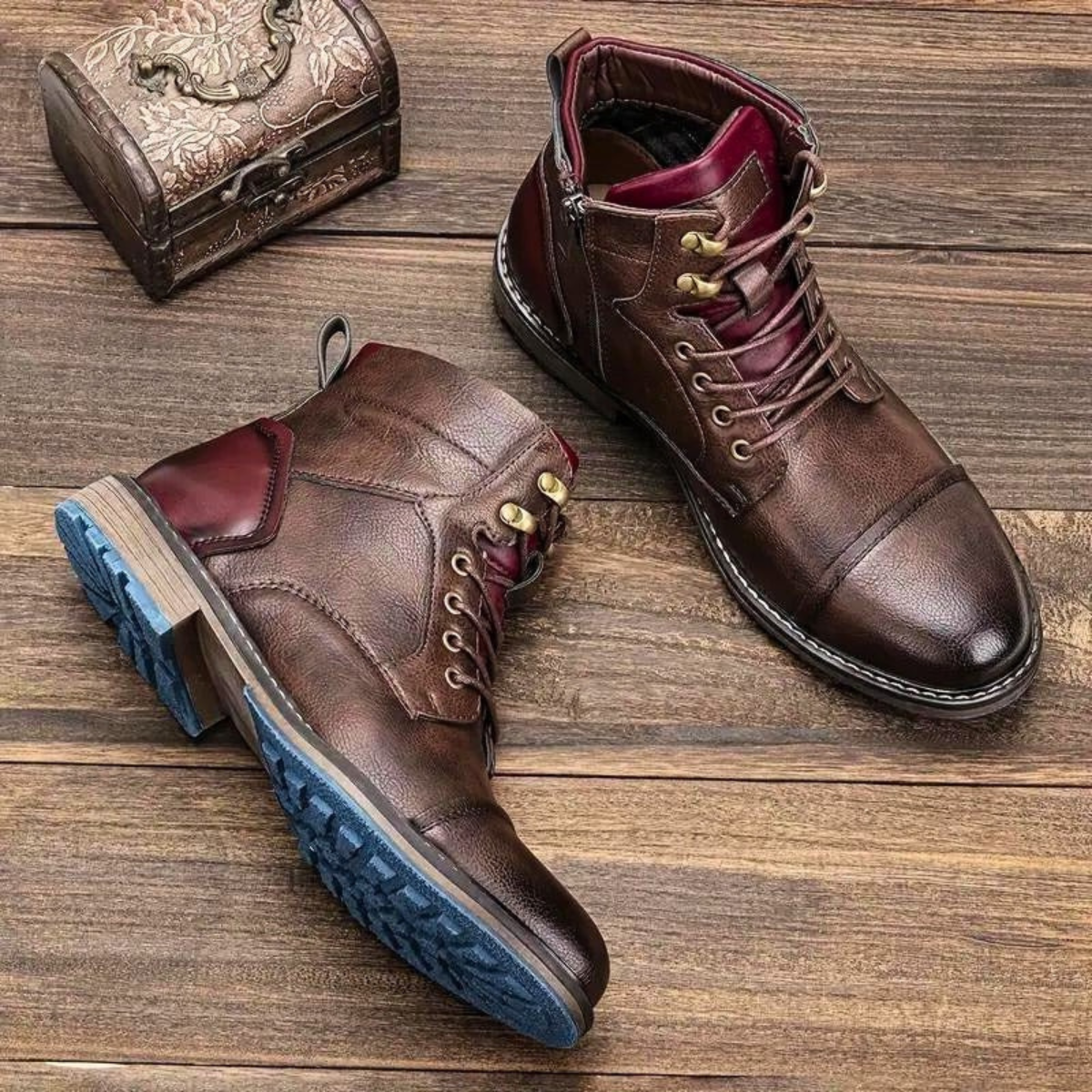 Herren Vintage Lederstiefeletten | Robuste Alltagsschuhe aus Echtleder