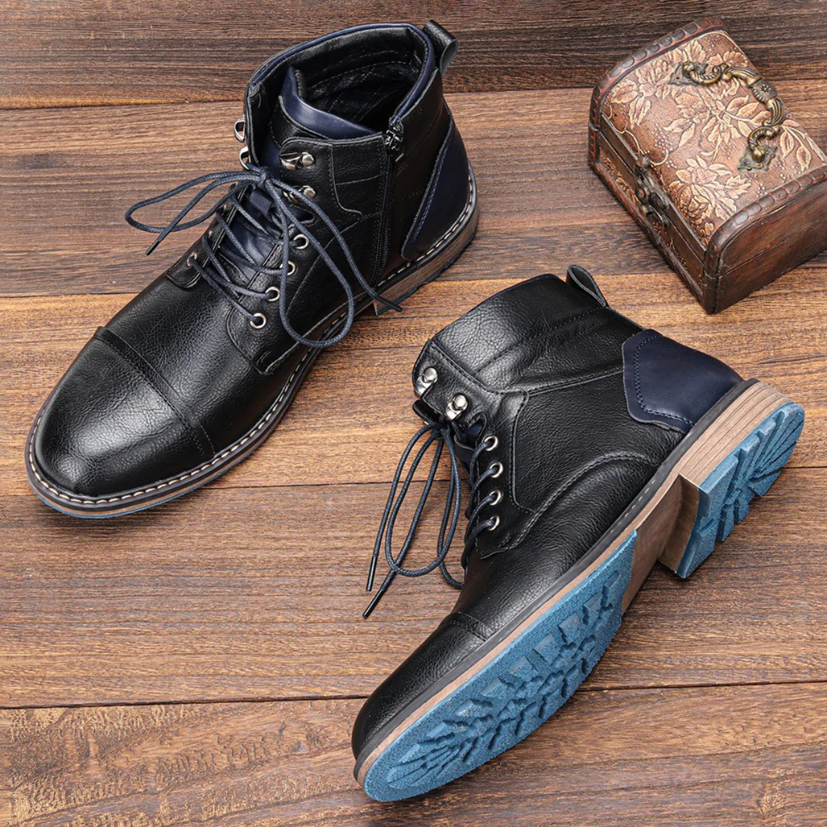 Herren Vintage Lederstiefeletten | Robuste Alltagsschuhe aus Echtleder