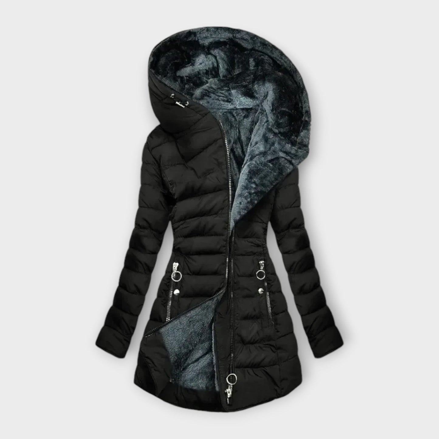 Gefütterte Stepp Damenjacke mit großer Kapuze | Stylisch & Wärmend