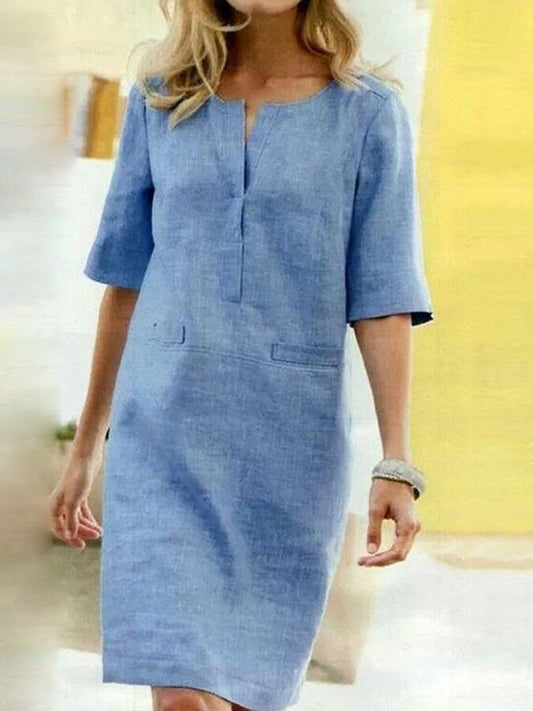 Damen Baumwoll-Leinen Kleid – Leicht, Elegant & Alltagstauglich