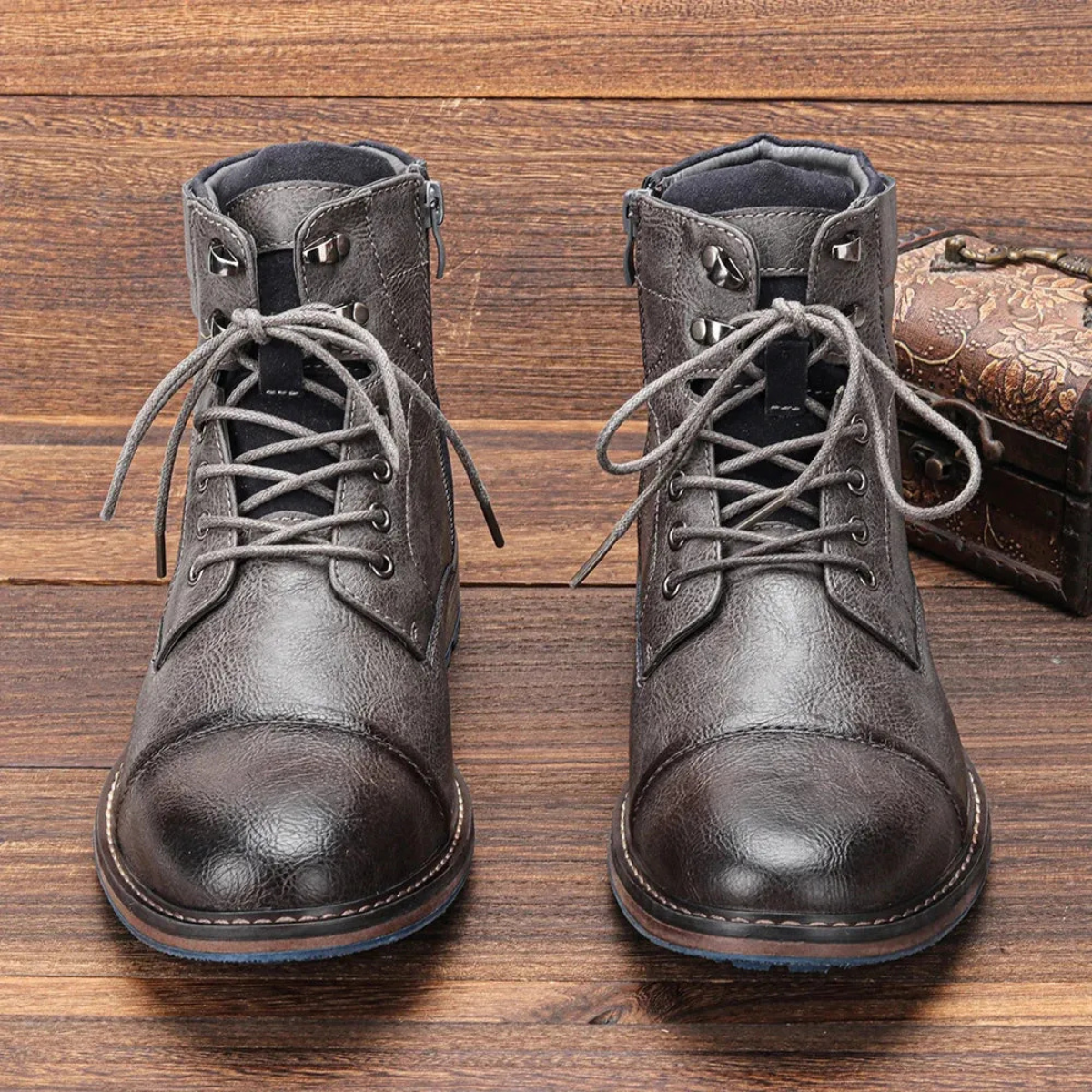 Herren Vintage Lederstiefeletten | Robuste Alltagsschuhe aus Echtleder