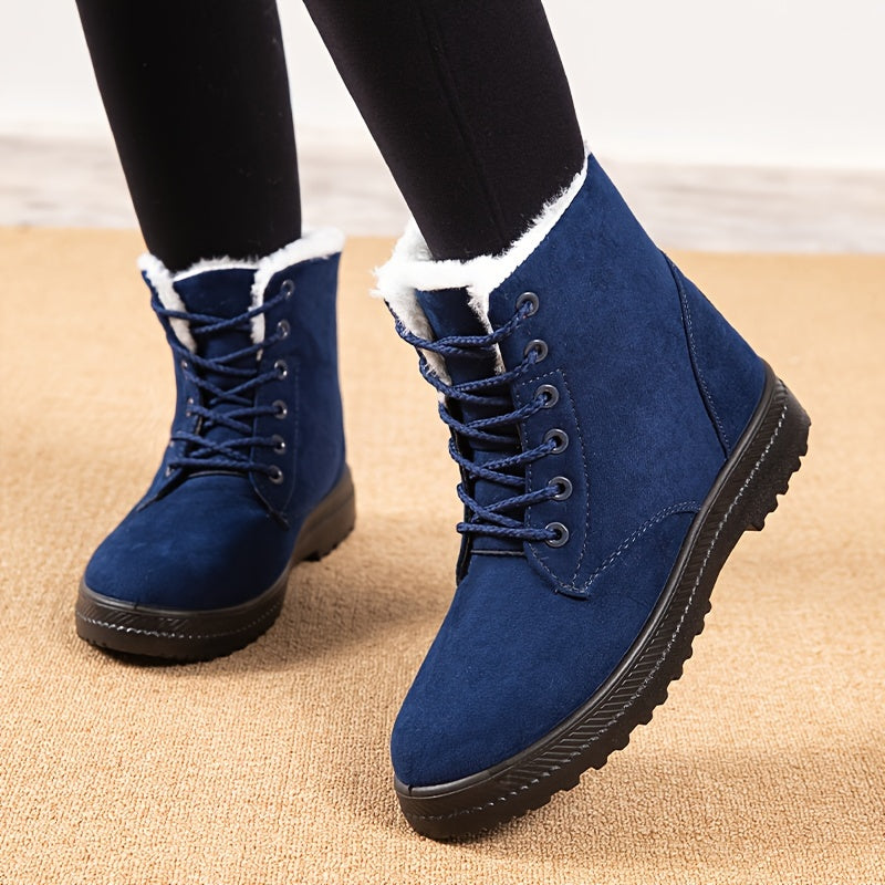 Rose | Damen Winterstiefel mit Schnürung, Flacher Sohle & Warmem Innenfutter