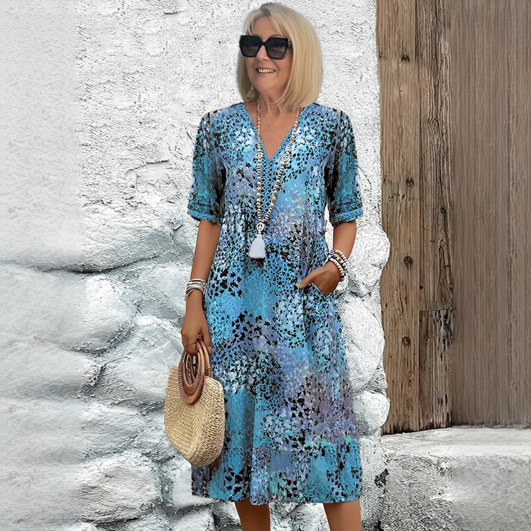 Damen Sommerkleid mit Blumenmuster – Leichtes Freizeitkleid für Alltag und Urlaub