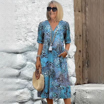 Damen Sommerkleid mit Blumenmuster – Leichtes Freizeitkleid für Alltag und Urlaub