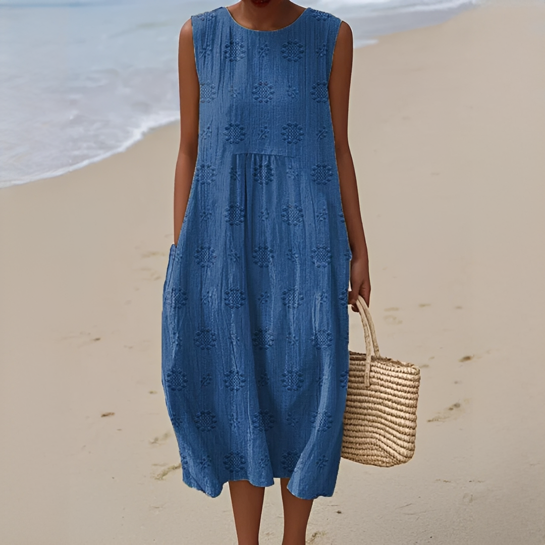Damen Ärmelloses Sommerkleid mit Taschen – Leichtes Freizeitkleid für Alltag, Urlaub und warme Tage