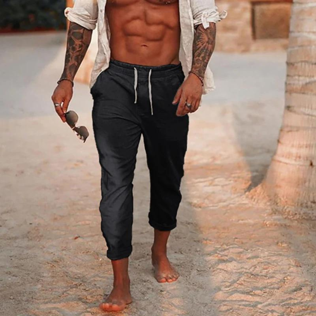 Xavier | Herren Sommer Leinenhose – Leichte, Atmungsaktive Freizeithose mit Elastischem Tunnelzug und Komfort-Fit