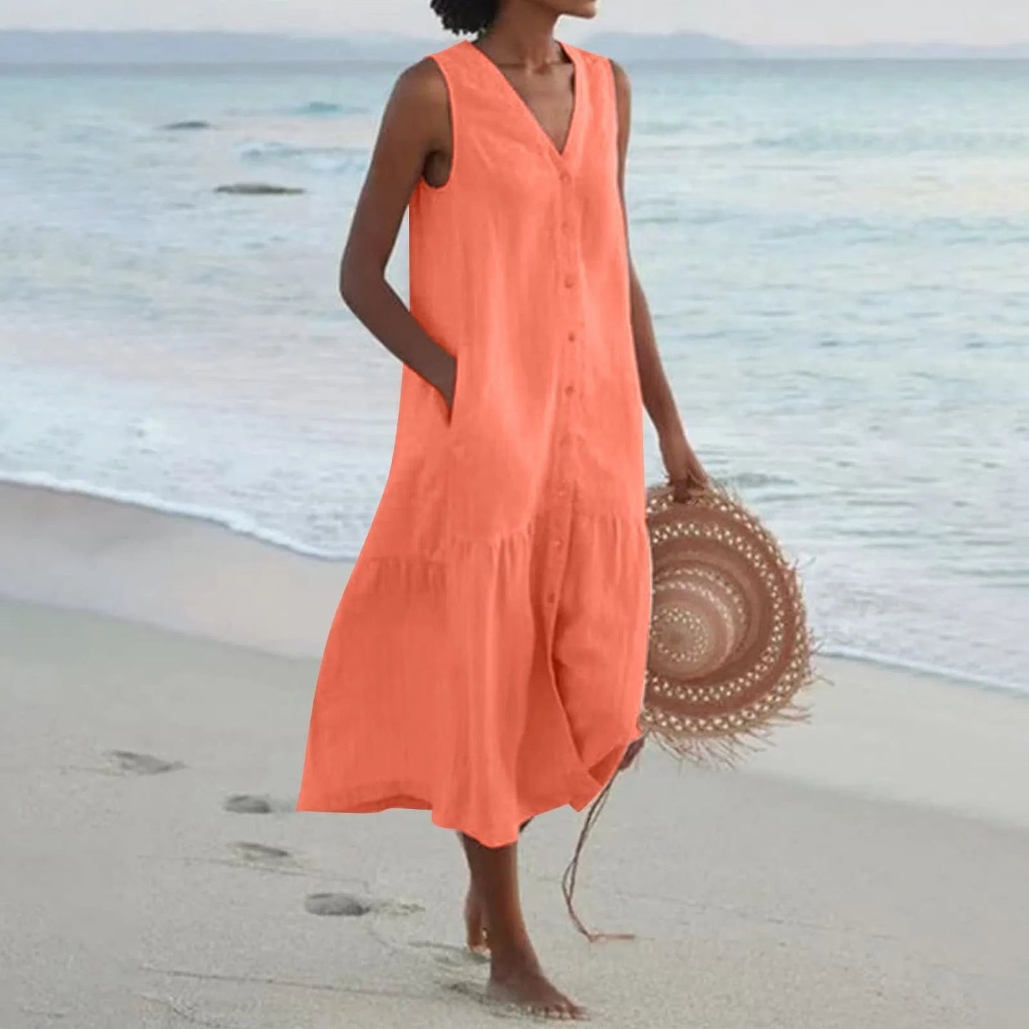 Damen V-Ausschnitt Kleid – Elegant, Feminin & Vielseitig