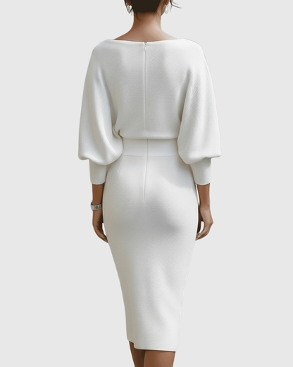 Damen Midikleid – Elegantes Kleid mit Drapierung und fließender Silhouette