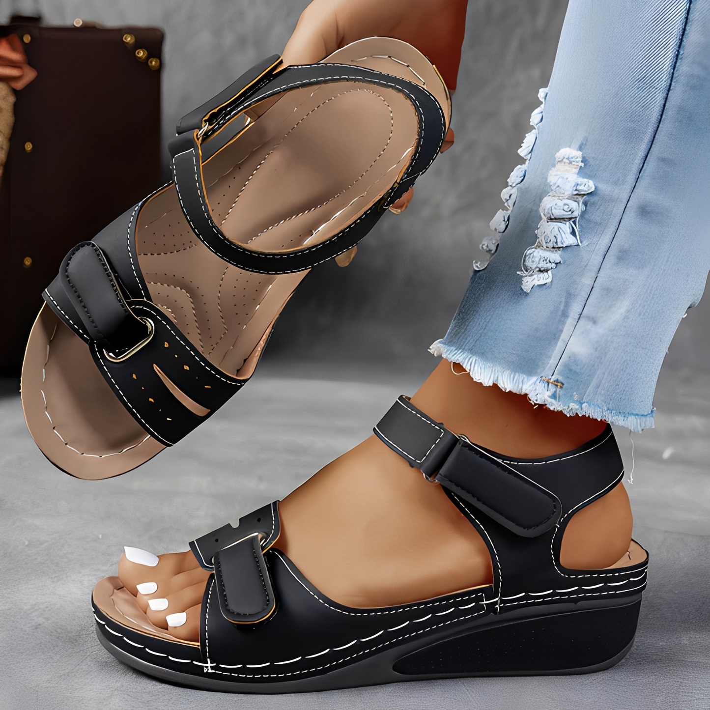 Damen Sandalen – Bequeme Sommerschuhe mit unterstützendem Fußbett für Alltag und Freizeit