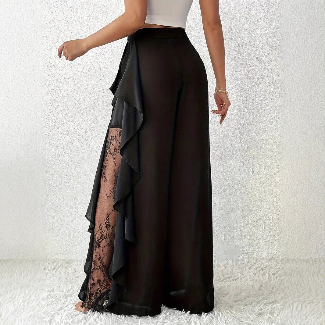 Damen Hose mit hohem Bund und weitem Bein – Elegante Stoffhose für Büro und Alltag