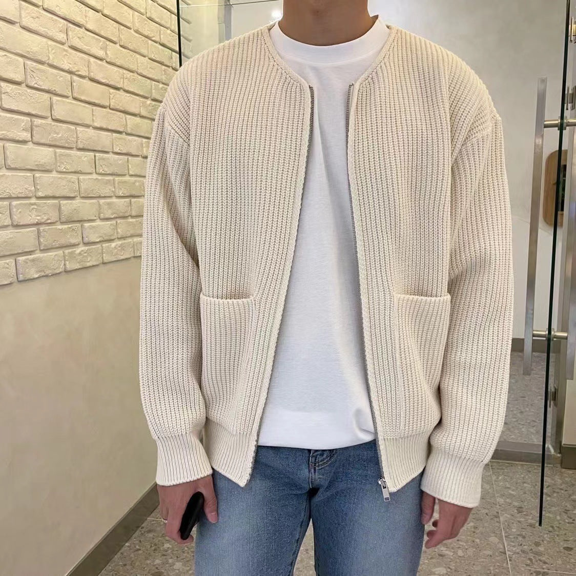 Christian | Herren Strickjacke mit Reißverschluss & großen Taschen aus 100% Baumwolle