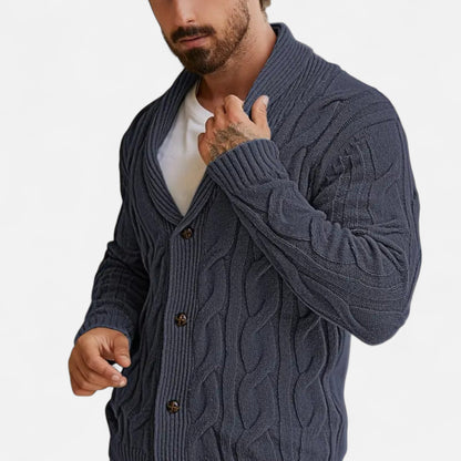 Tom | Herren Strickjacke mit Zopfmuster – Klassischer Knopf-Cardigan aus Weichem Strick für Herbst & Winter