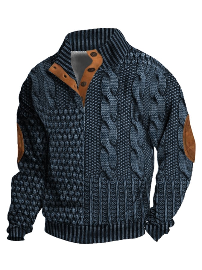 Jaesper | Herren Retro Cashmere Sweatshirt mit Stehkragen und Knöpfen