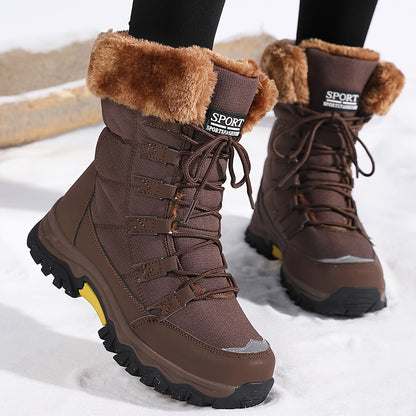 Damen Winterstiefel aus Braunem Leder | Wasserdicht & Isoliert für Kalte Tage