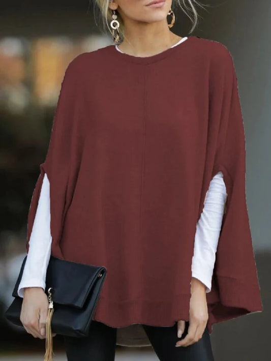 Lotte | Damen Pullover im Cape-Stil mit Rundhalsausschnitt – Bequem & Modisch für Jeden Tag